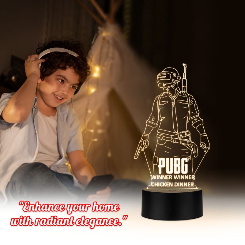 PUBG Led Night Lamp with Warm White Color Gift For PUBG Lover & Game Room Decor